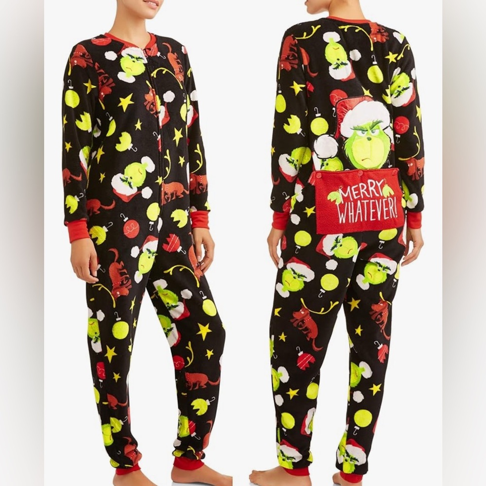 Grinch Christmas women’s union suit onesie pajamas size large
